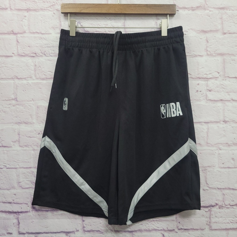 NBA Black Silver Stripe Basketball Shorts Mens L Gym Athletic Sportswear Gorp
